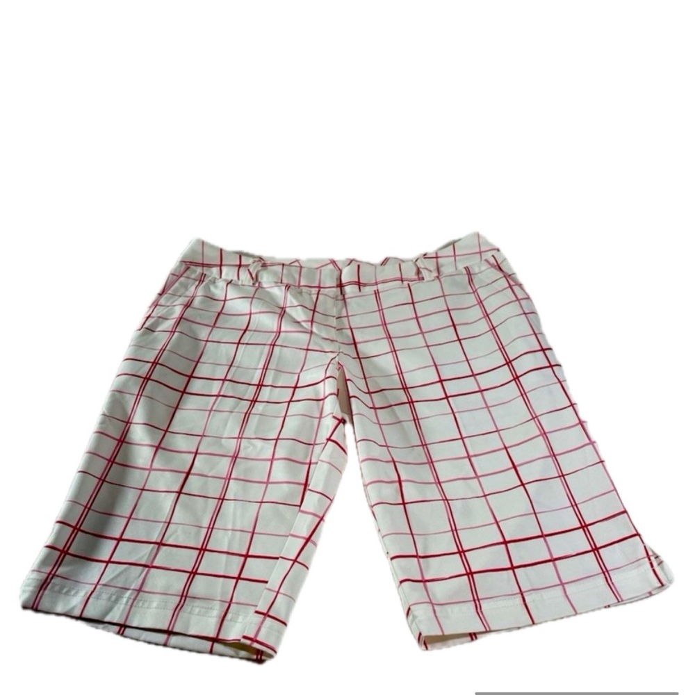 Adidas Golf Moisture Wicking Pink Plaid Bermuda Golf Shorts NWT